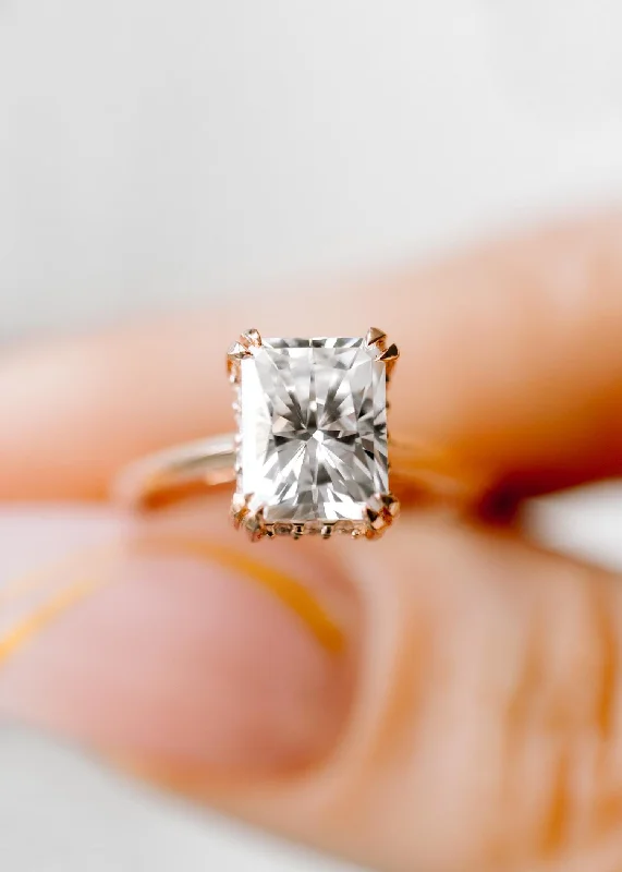 The Eden Ring | 2.65ct Radiant Cut Moissanite | Rose Gold