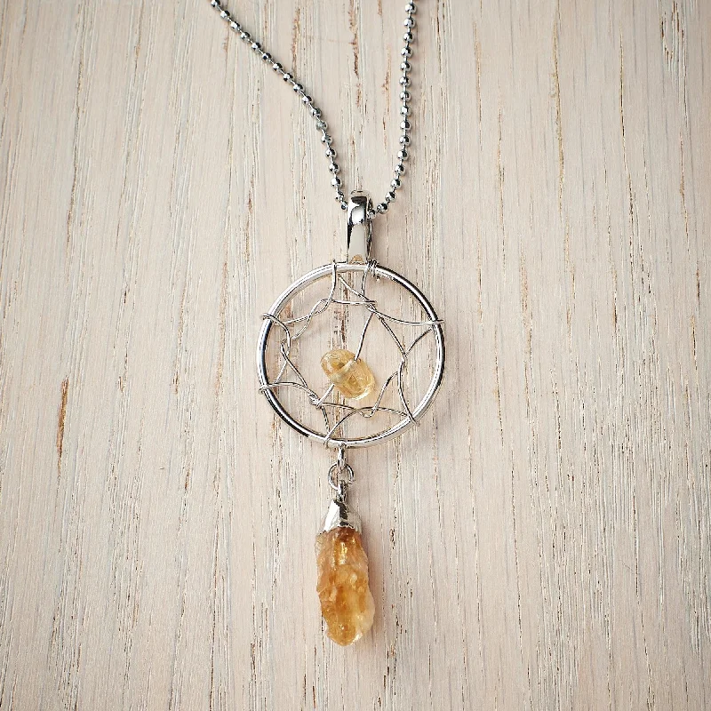 Drape-style necklaces-Citrine Dreamcatcher