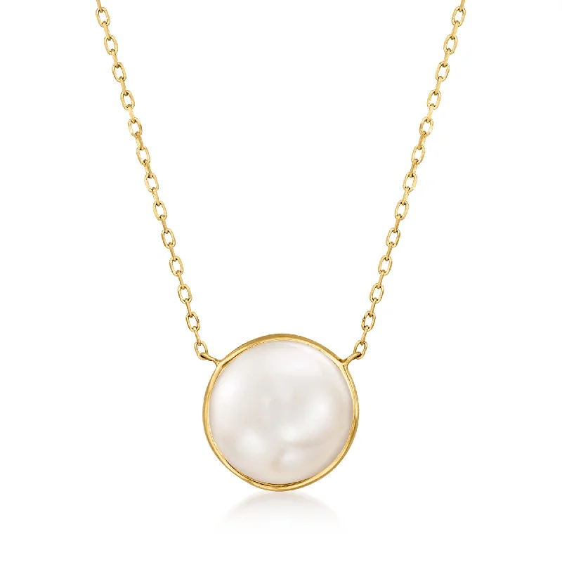 Fox charm necklaces-Ross-Simons 8-8.5mm Cultured Pearl Necklace in 14kt Yellow Gold