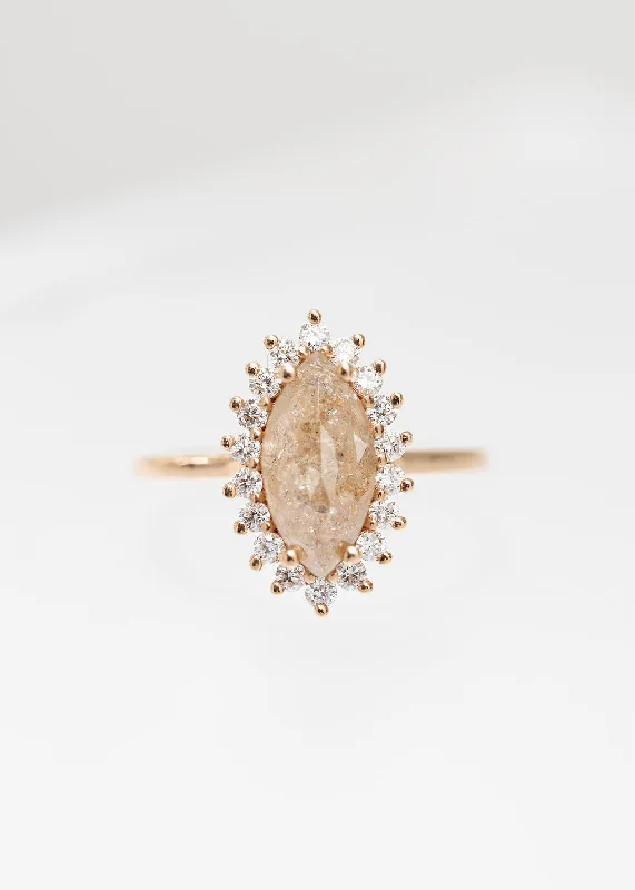 The Soleil Ring | 2.16 ct Marquise Shaped Natural Rose Diamond | Rose Gold