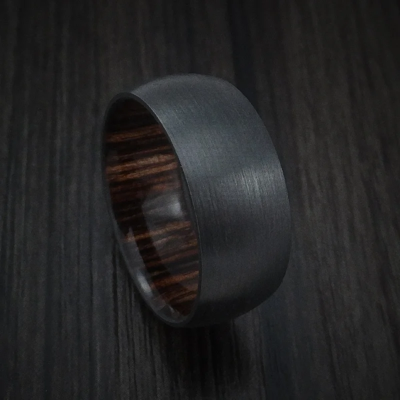 Black Zirconium and Ziricote Hardwood Sleeve Men's Ring Custom Made