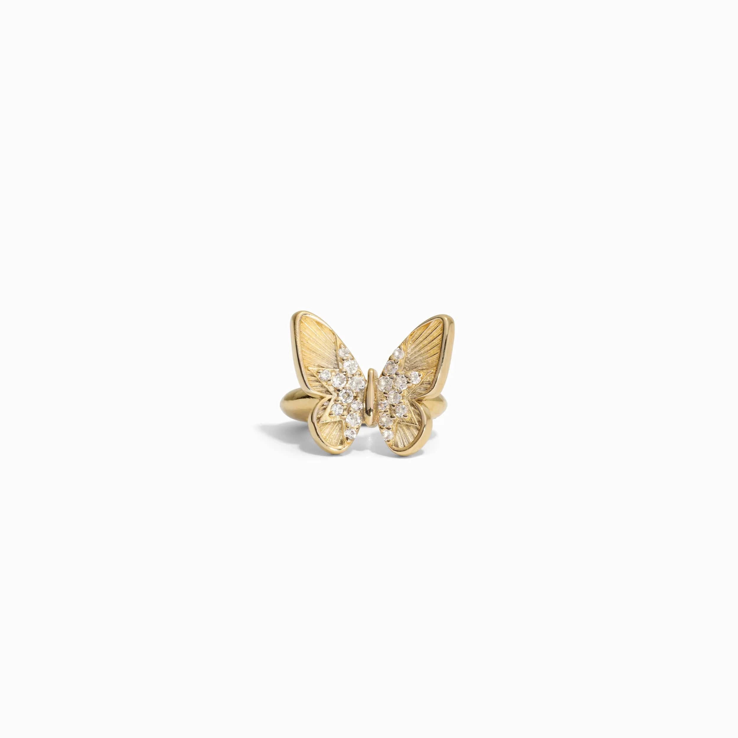 Thin frame rings-Soft drop earrings-Pavé Butterfly Ear Cuff