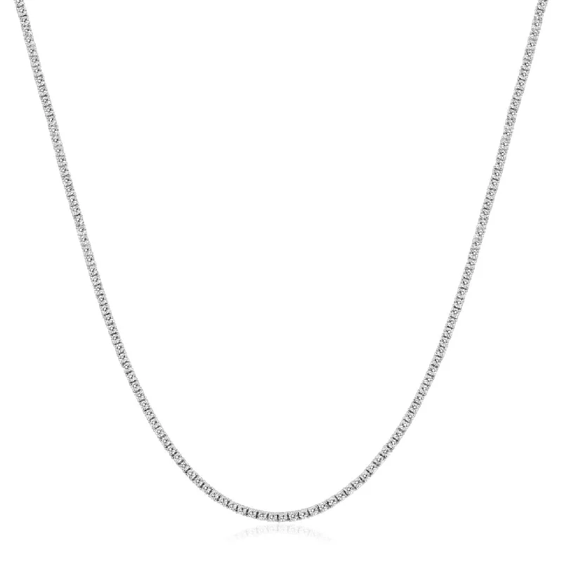 Sapphire pendant necklaces-5Ct Natural Diamond Tennis Necklace 14k White Gold  16"