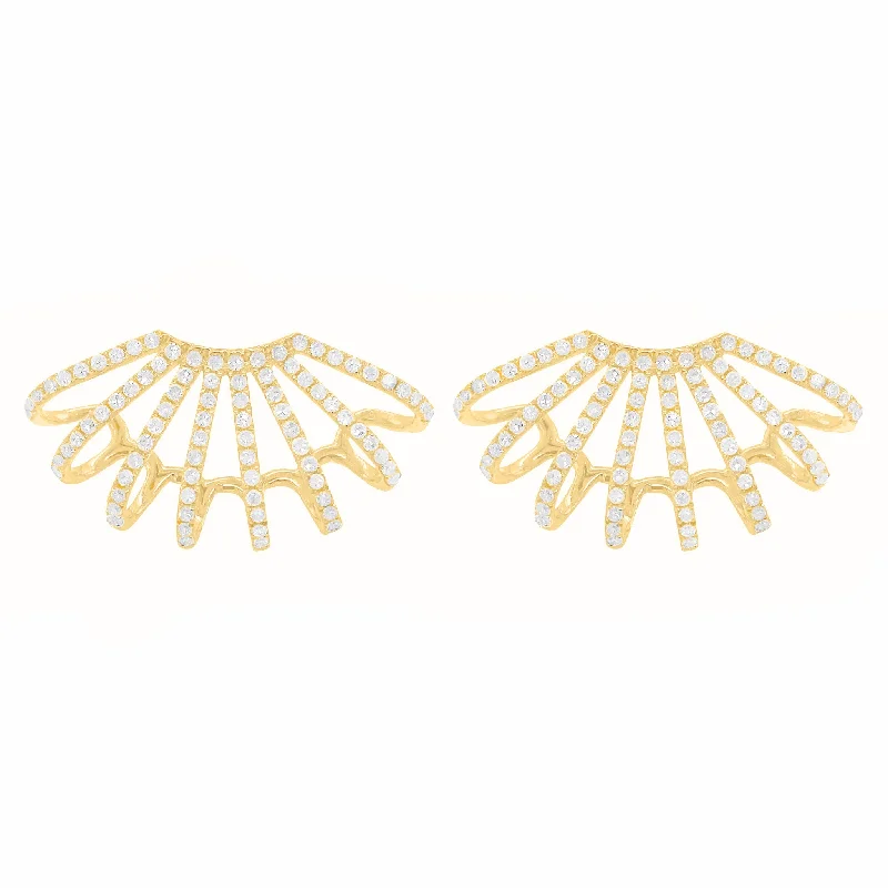 Braided motif rings-Classic flair earrings-14K GOLD DIAMOND POSIE EARRINGS