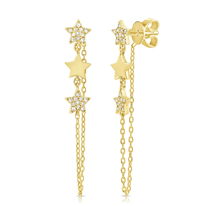 Ruby cut rings-Zodiac themed earrings-14K GOLD DIAMOND CARDI STAR EARRINGS