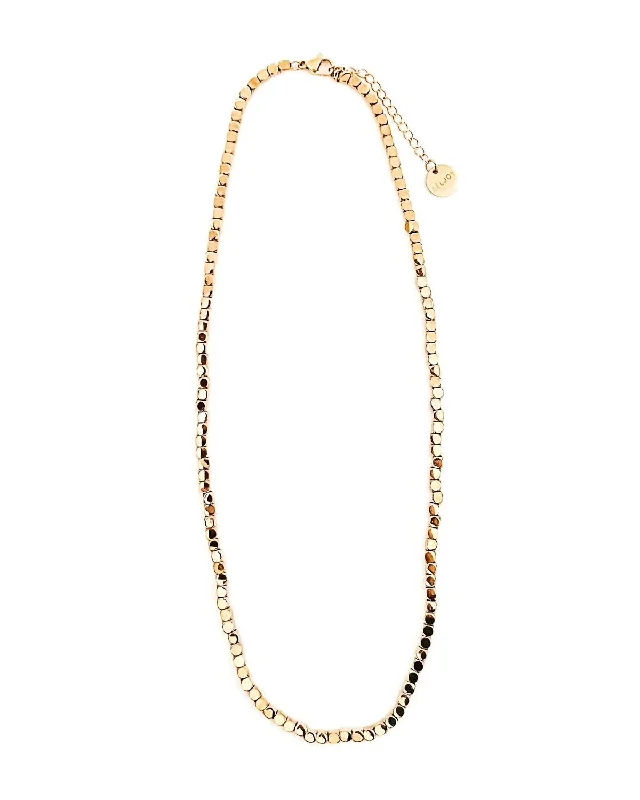 Polished gold necklaces-Women's Lenora Beaded Waterproof Necklace In Silver