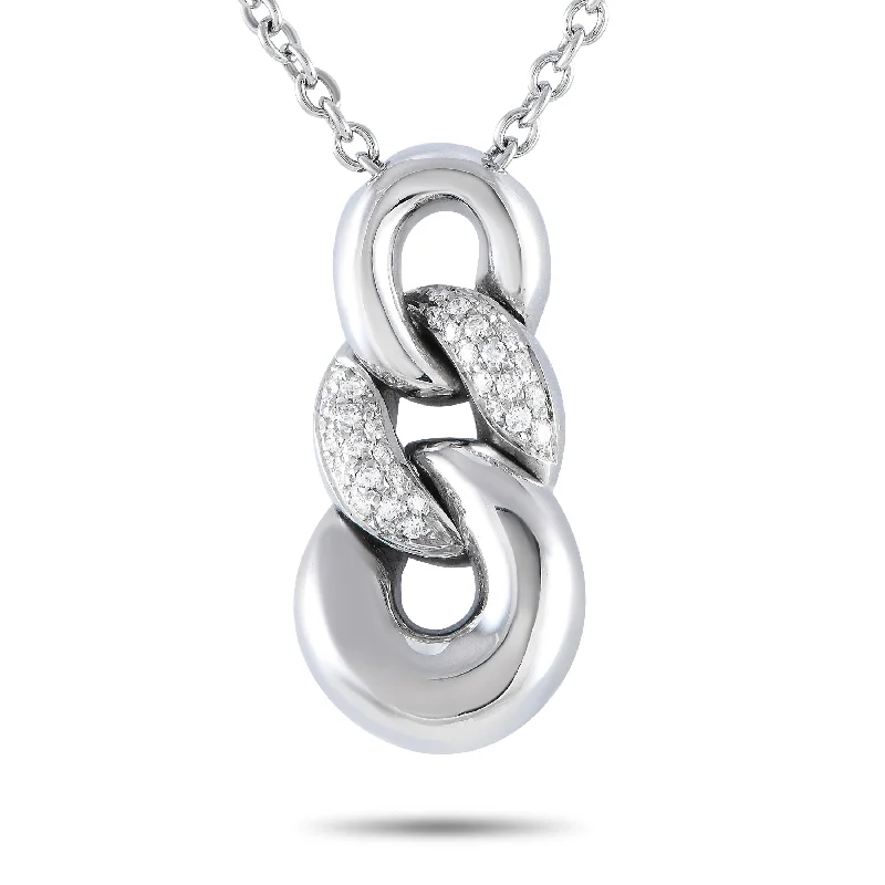 Glossy shine necklaces-Bucherer 18K White Gold 0.35ct Diamond Curb Link Pendant Necklace BU09-071224