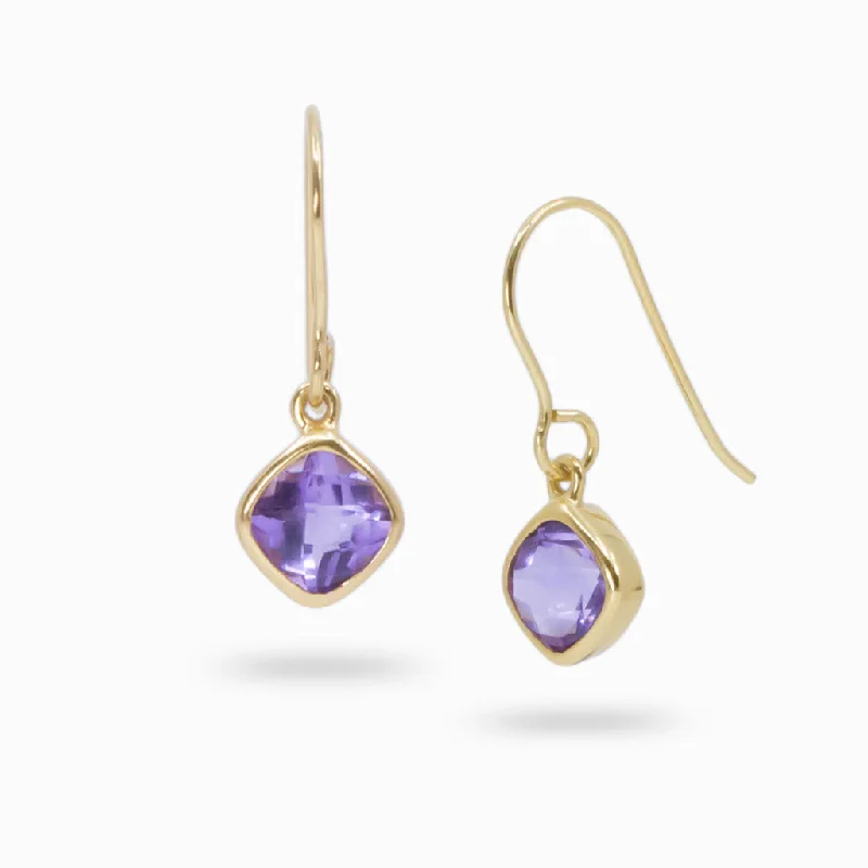 Polished bead rings-Playful pair earrings-Amethyst Drop Earrings