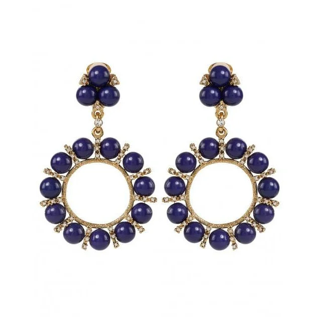 Onyx inlay rings-Flat coin earrings-Lapis Drop Hoop