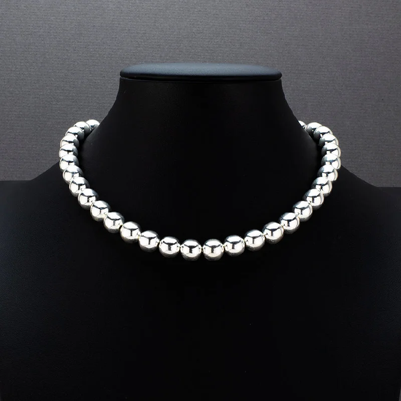 Sleek design necklaces-Mexican Sterling Silver 10mm Ball Necklace