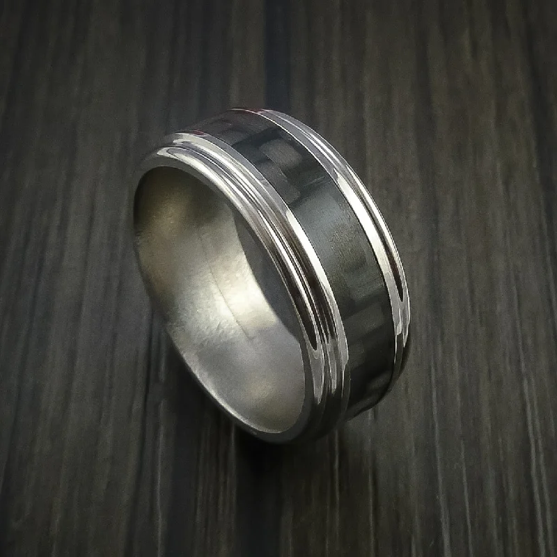 Titanium Men's Ring with Carbon Fiber Inlay Custom Made Wedding Band