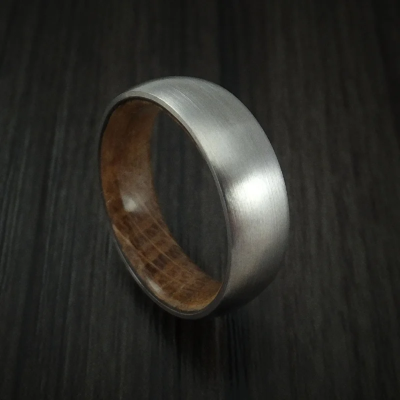 Titanium Men's Ring with Hardwood Sleeve Custom Made Band