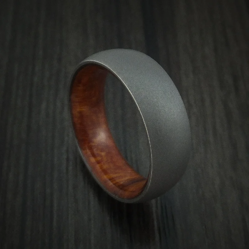 Titanium Men's Ring with Hardwood Sleeve Custom Made Band