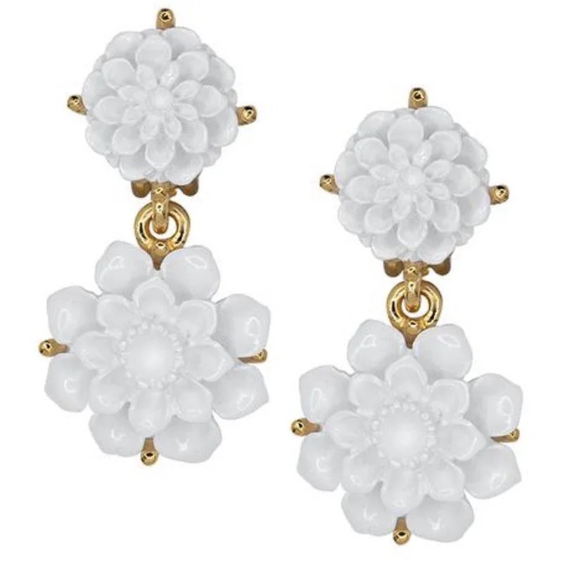 Multi-gem rings-Gem-woven earrings-White flowers