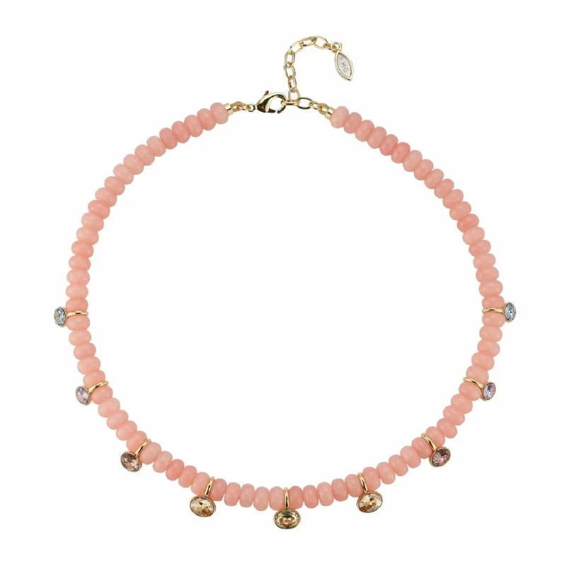 Turquoise stone necklaces-Amira Beaded Necklace In Light Pink