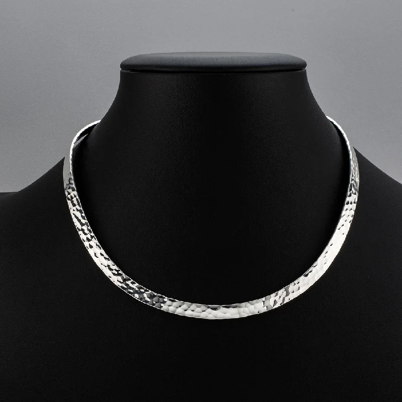 Vintage coin necklaces-Hammered Silver Choker Necklace