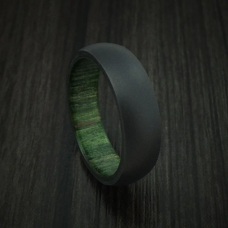 Black Zirconium and Hardwood Sleeve Men's Ring Custom Made