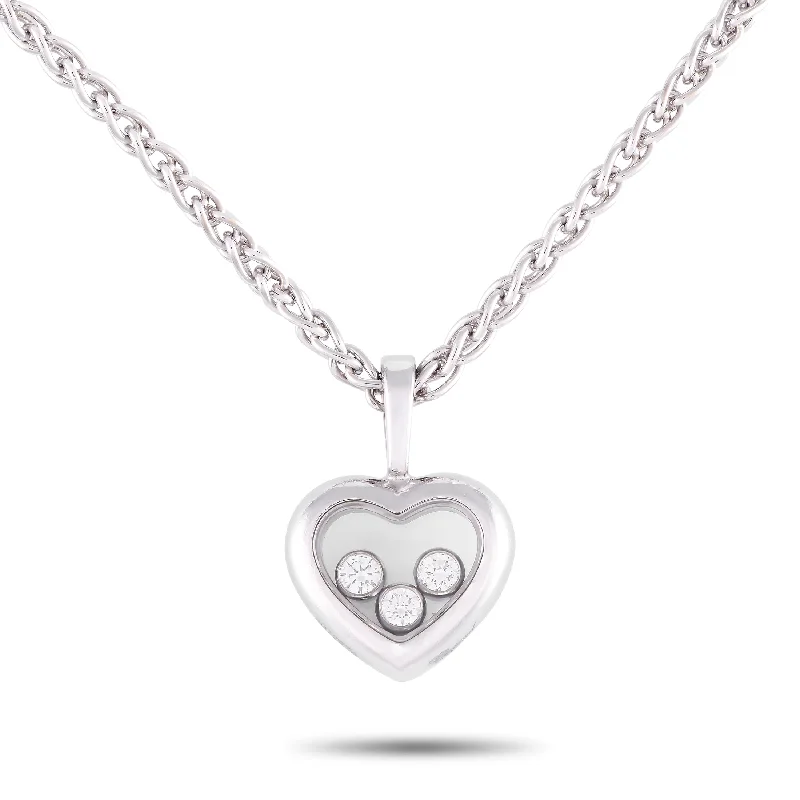 Small gem necklaces-Chopard Happy Diamond 18K White Gold Diamond Heart Necklace CH01-093024