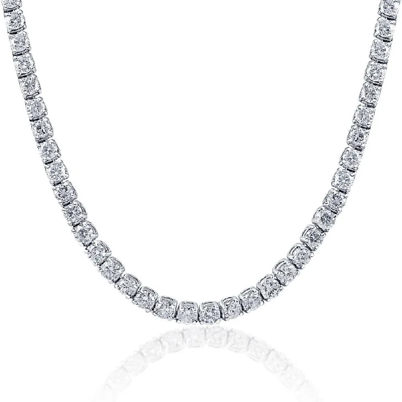 Fairy wing necklaces-Huge 28 Ct Men's Natural Diamond Tennis Necklace 14K White Gold 22"