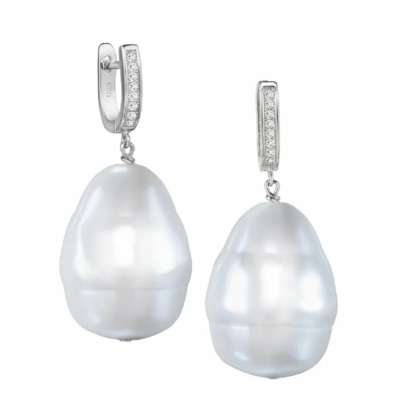 Thin heart rings-Sleek design earrings-Baroque Pearl Silver