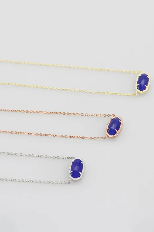 Raised bar necklaces-Blue Oval Pendant Necklace