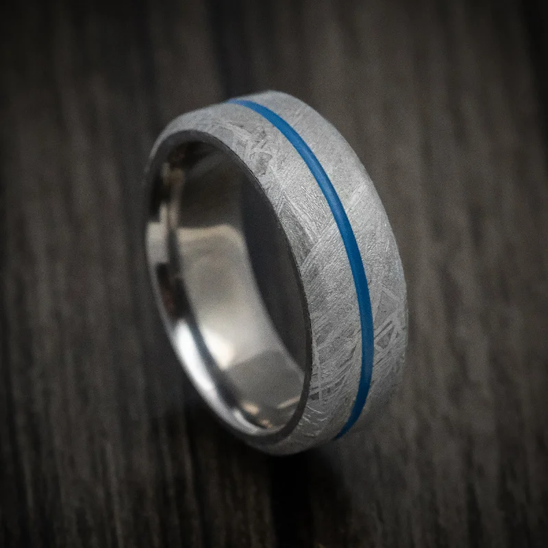 Gibeon Meteorite Men's Ring with Tantalum Sleeve and Cerakote Inlay