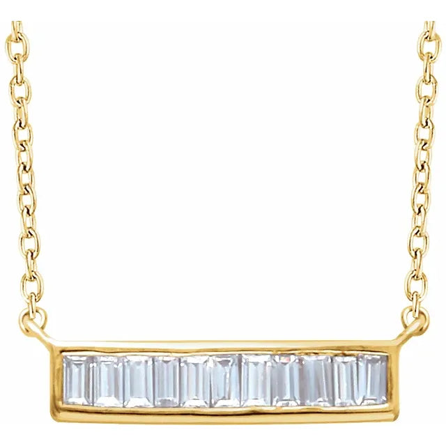 Oval pendant necklaces-Baguette Diamond Bar Necklace