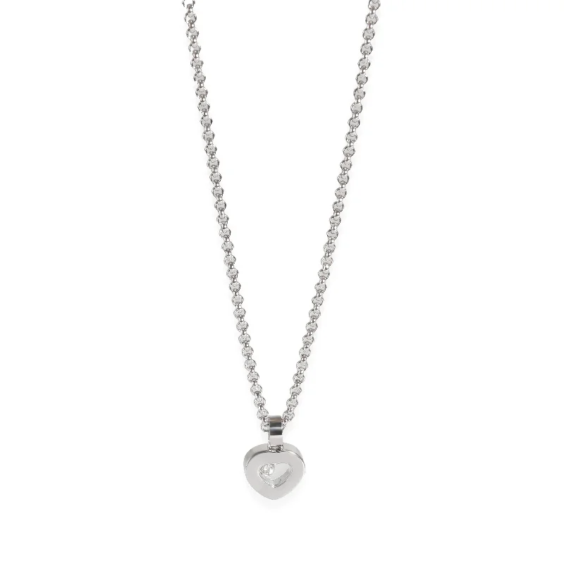 Full bib necklaces-Chopard Happy Diamond Diamond Fashion Pendant in 18k White Gold 0.05 CTW