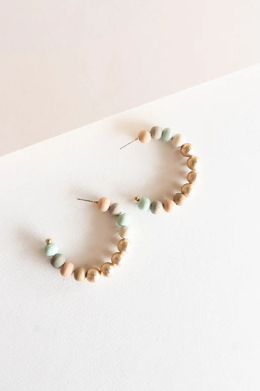 Emerald stud earrings-Thin wing earrings-Celeste Pastel Clay Bead Hoops | Gold Disco Beaded Earring