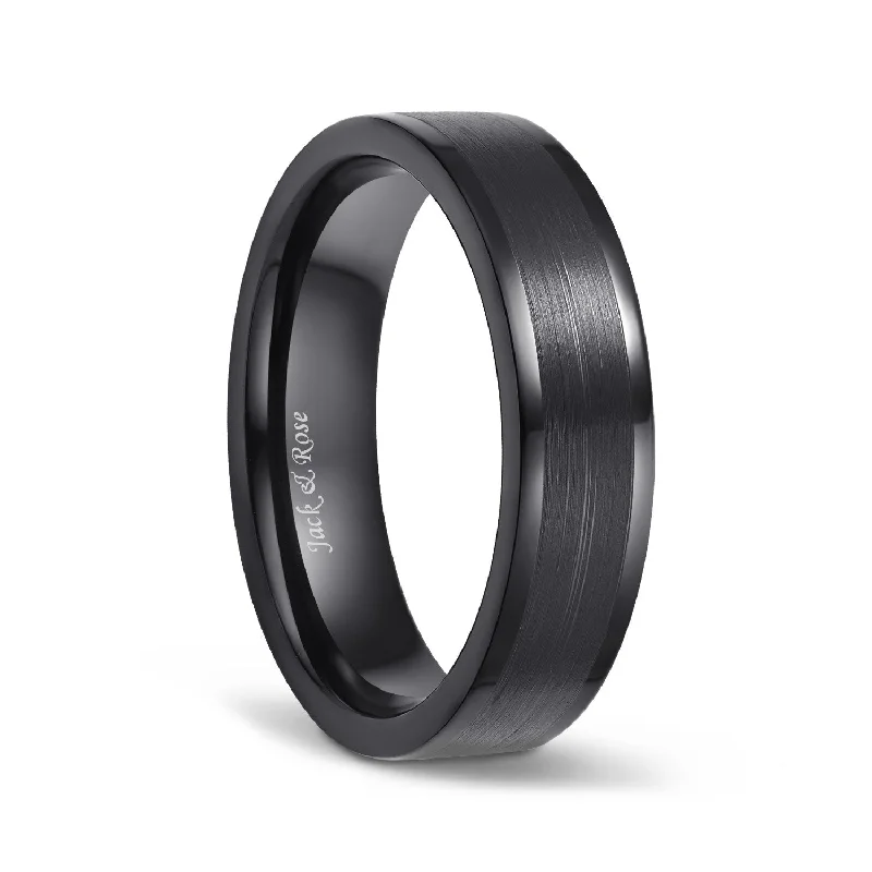 Black Titanium Rings 6mm with Flat Brushed Comfort Fit