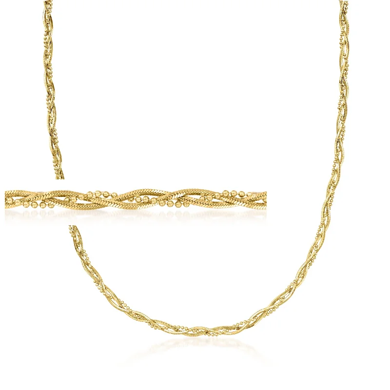 Corded link necklaces-Ross-Simons Italian 18kt Gold Over Sterling Multi-Strand Braided Necklace