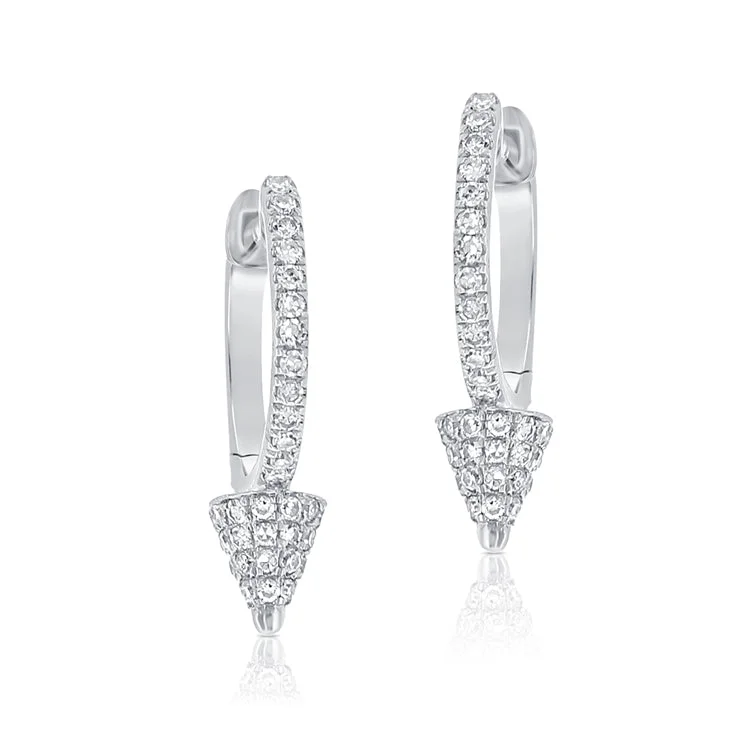 Oval shape rings-Bead weave earrings-14K GOLD DIAMOND LEA SPIKE HUGGIES