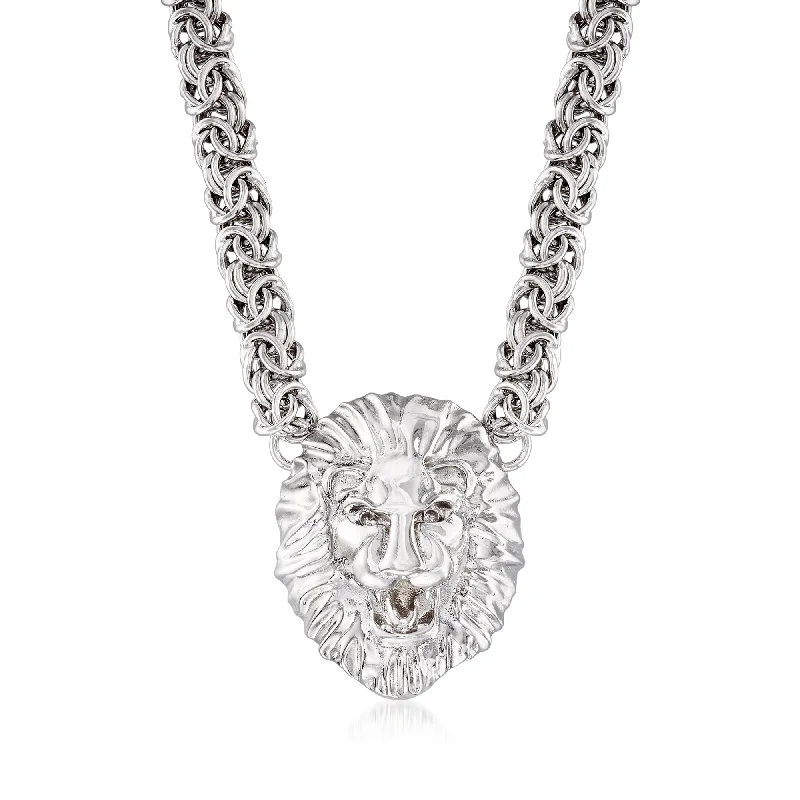 Classic style necklaces-Ross-Simons Italian Sterling Silver Byzantine Lion Head Necklace