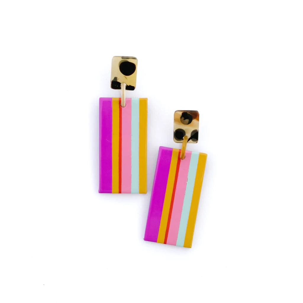 Fox wing earrings-Vivid gem earrings-Magenta Cabana