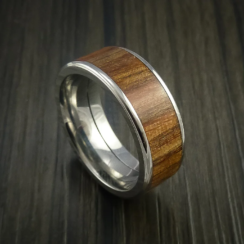 Titanium Men's Ring with Wood Inlay Custom Made Wedding Band