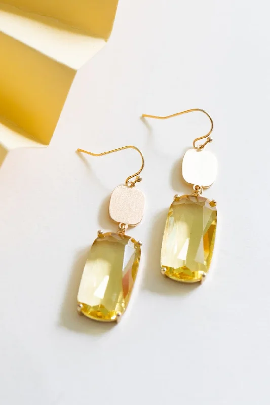 Leaf carved rings-Heavy ring earrings-Diana Yellow Crystal Drop Earrings | Special Occasion Gemstone Earrings | Yellow Topaz Crystals