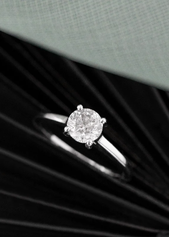 The Nova Ring | 1.03ct Round Natural Grey Diamond | White Gold