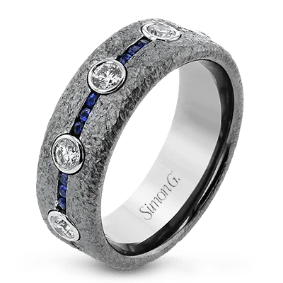 Men's Ring In 14k Gold With Diamonds and Sapphires