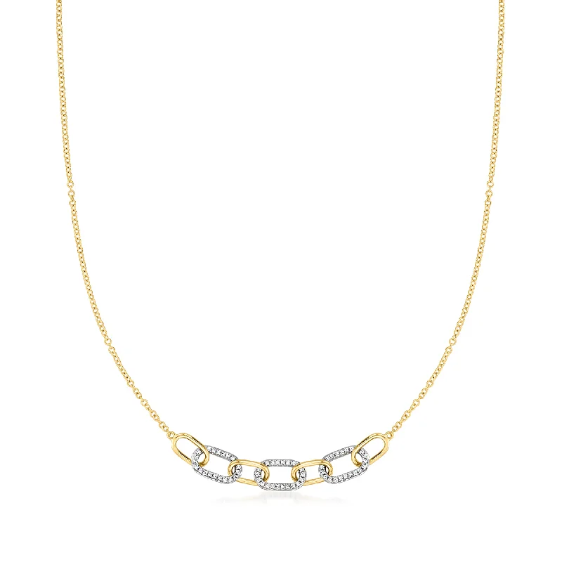 Thin rope necklaces-Ross-Simons Diamond Paper Clip Link Necklace in 18kt Yellow Gold