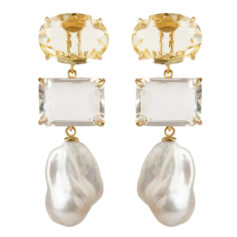 Bamboo style rings-Layered tier earrings-Baroque Pearl Drops