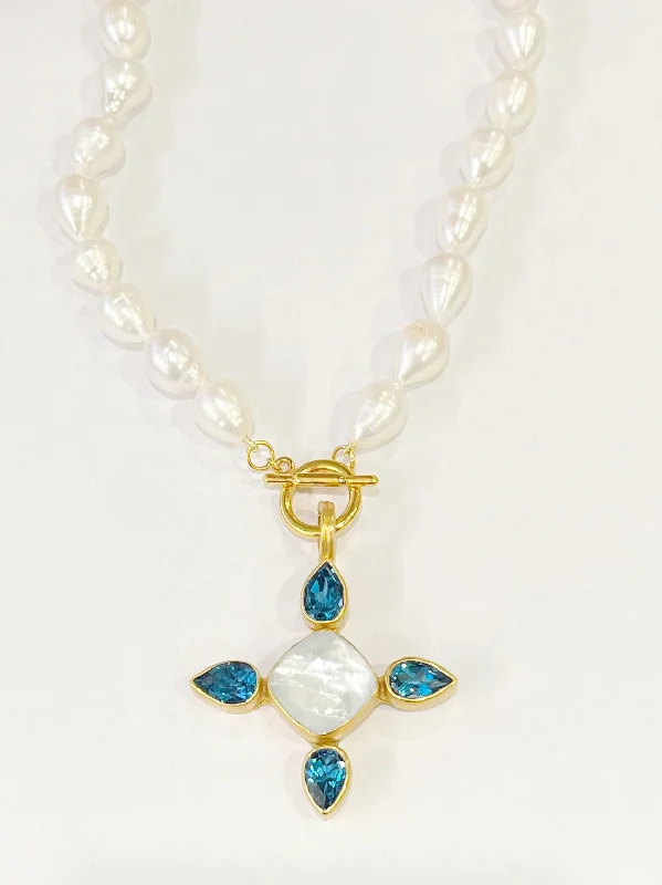 Emerald drop necklaces-Dina Mackney - Necklace - London Blue Topaz and Doublet Necklace