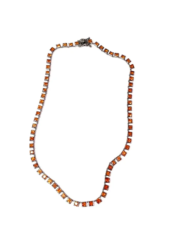 Overhand knot necklaces-Mini Tile Rivière Necklace In Orange