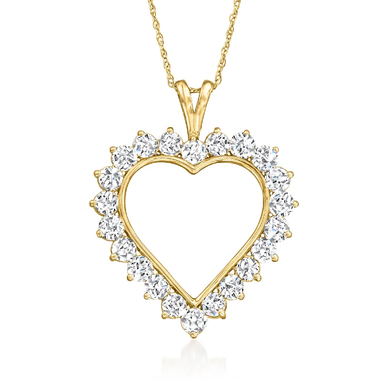 Fairy wing necklaces-Ross-Simons Diamond Heart Pendant Necklace in 14kt Yellow Gold