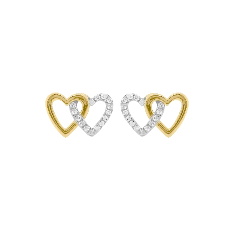 Glossy stud earrings-Solid cuff earrings-14K GOLD DIAMOND TOVA HEART EARRINGS