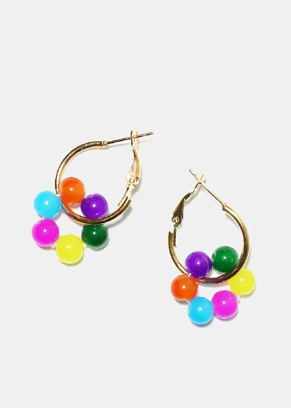 Twine bead earrings-Glossy shine earrings-Bright Beaded Earrings