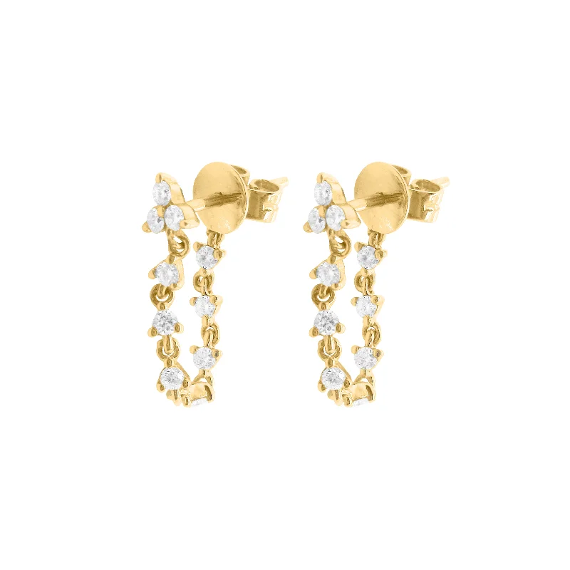 Glossy pearl earrings-Alloy metal earrings-14K GOLD DIAMOND MARLEE EARRINGS