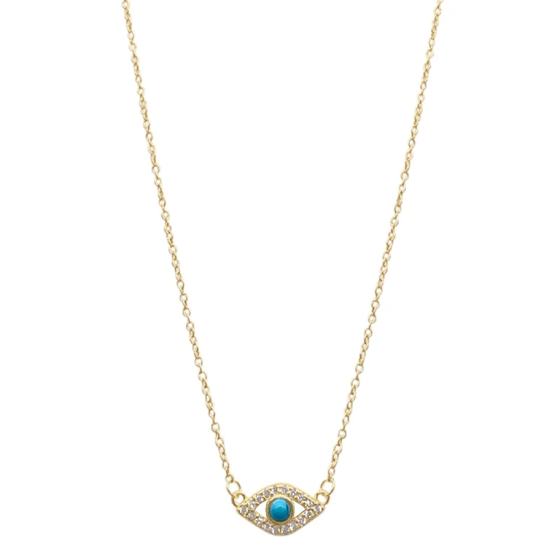 Playful bead necklaces-Adornia Evil Eye Charm Necklace silver gold