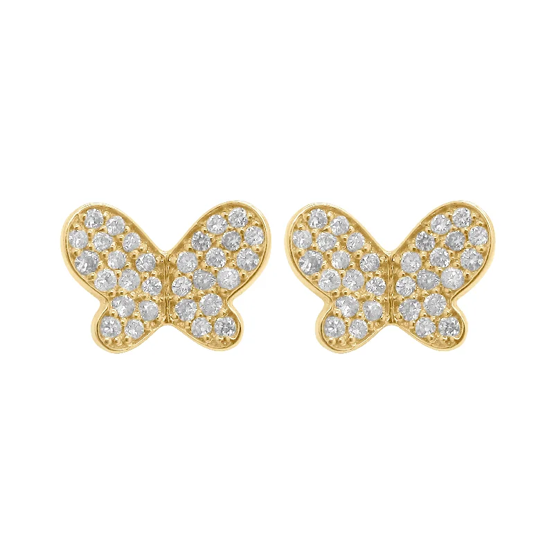 Alloy metal earrings-Bead weave earrings-14K GOLD DIAMOND ANNABELLE BUTTERFLY STUDS