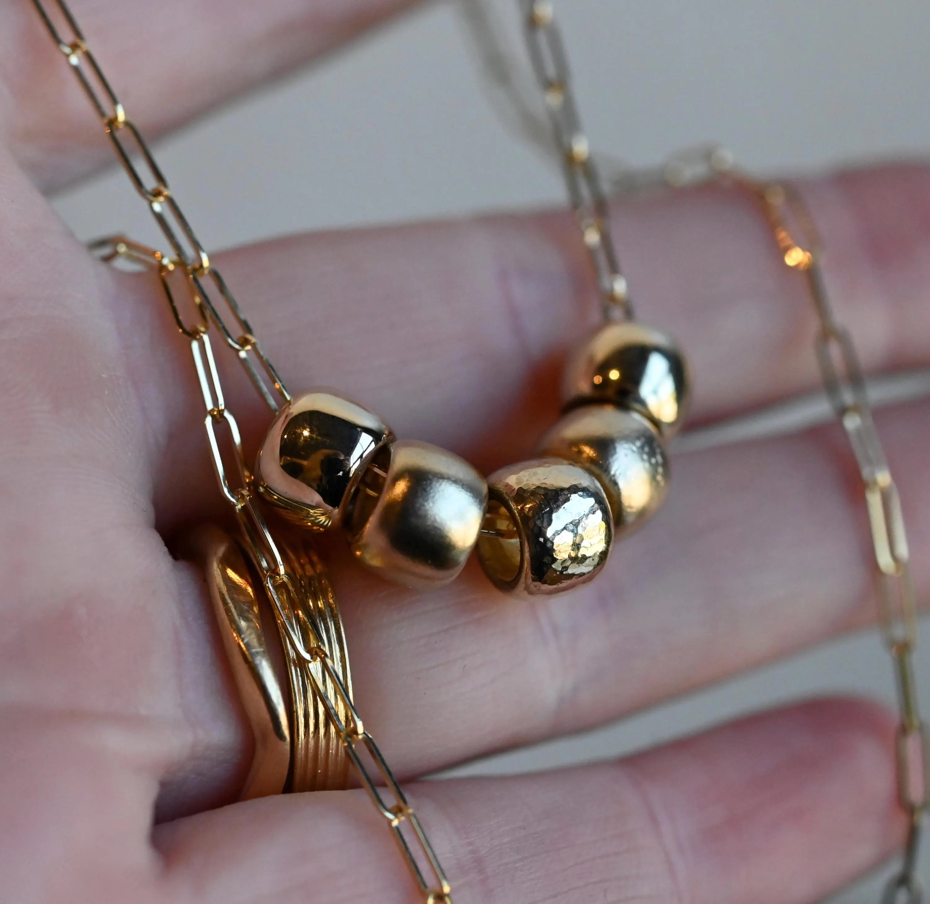 Overhand knot necklaces-14k Gold Pony Beads - Pendant Necklace Charms