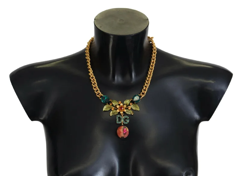 Loop knot necklaces-Dolce & Gabbana Elegant -Tone Floral Fruit Women's Necklace